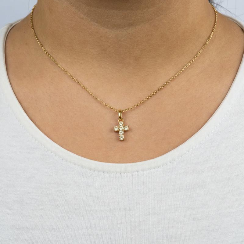 Engelsrufer 925 Sterling Silver Cross Necklace with Gold Plating and Zirconia