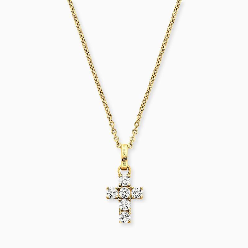 Engelsrufer 925 Sterling Silver Cross Necklace with Gold Plating and Zirconia