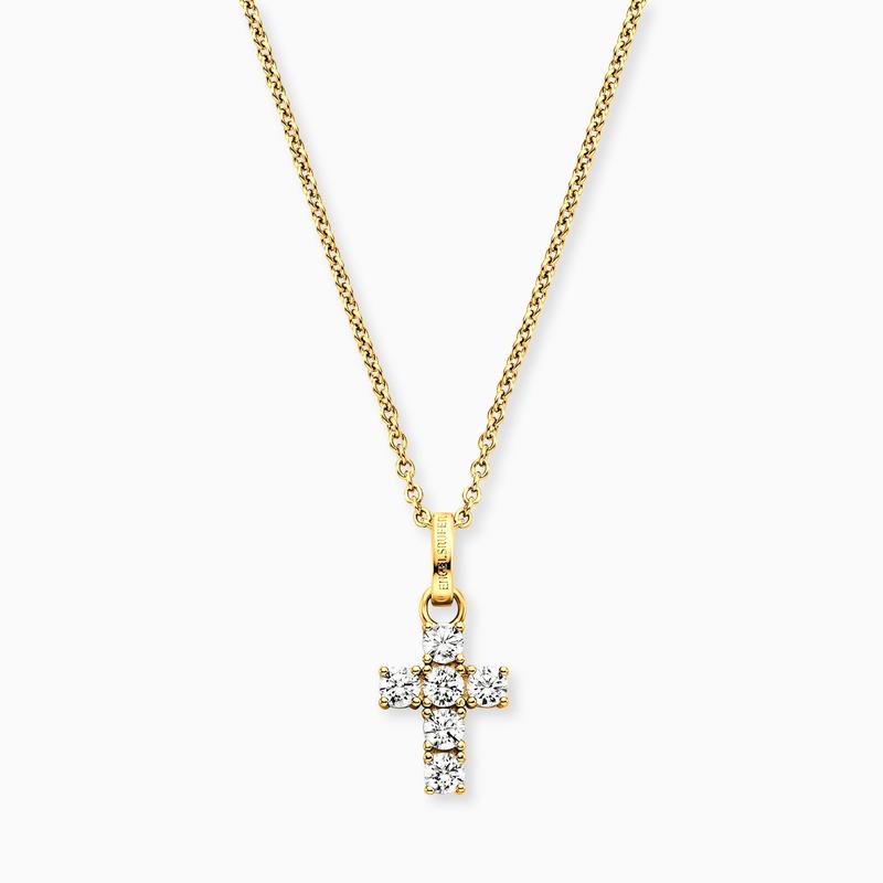 Engelsrufer 925 Sterling Silver Cross Necklace with Gold Plating and Zirconia