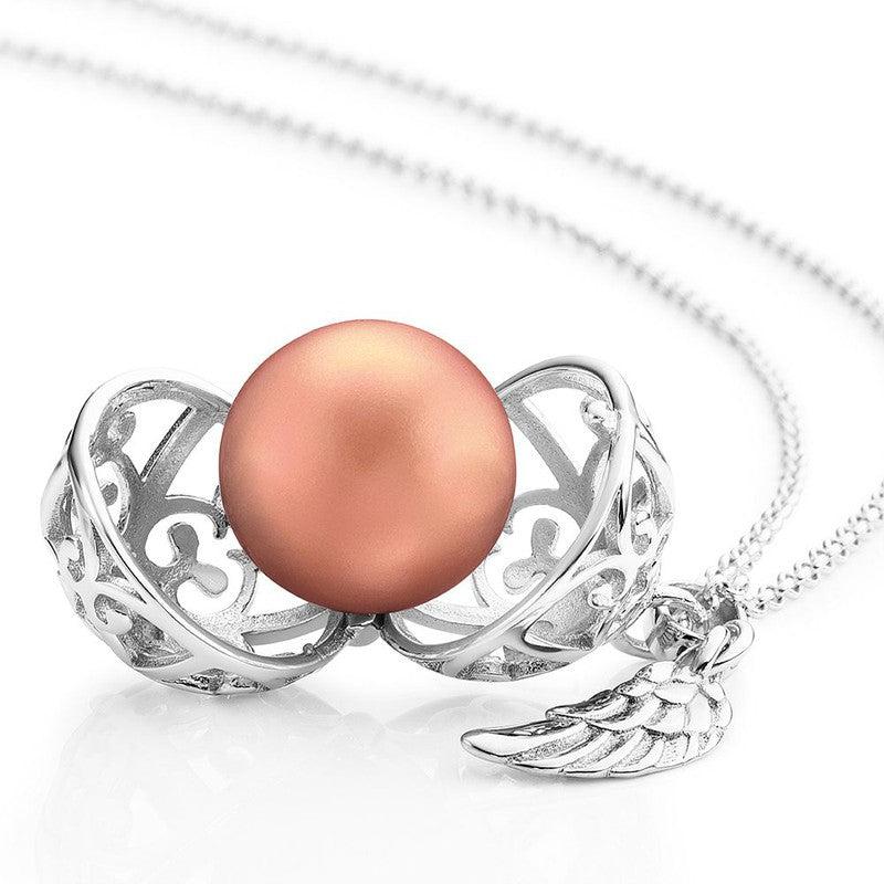 Engelsrufer Necklace Angel Whisperer with Wing Pedant Sound Ball Rose