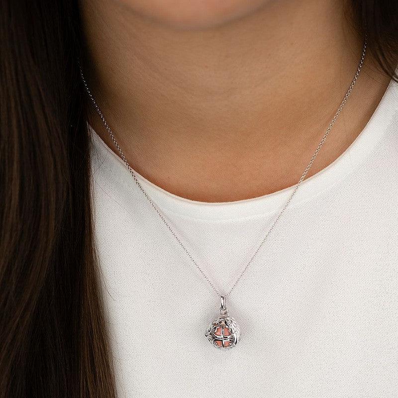 Engelsrufer Necklace Angel Whisperer with Wing Pedant Sound Ball Rose