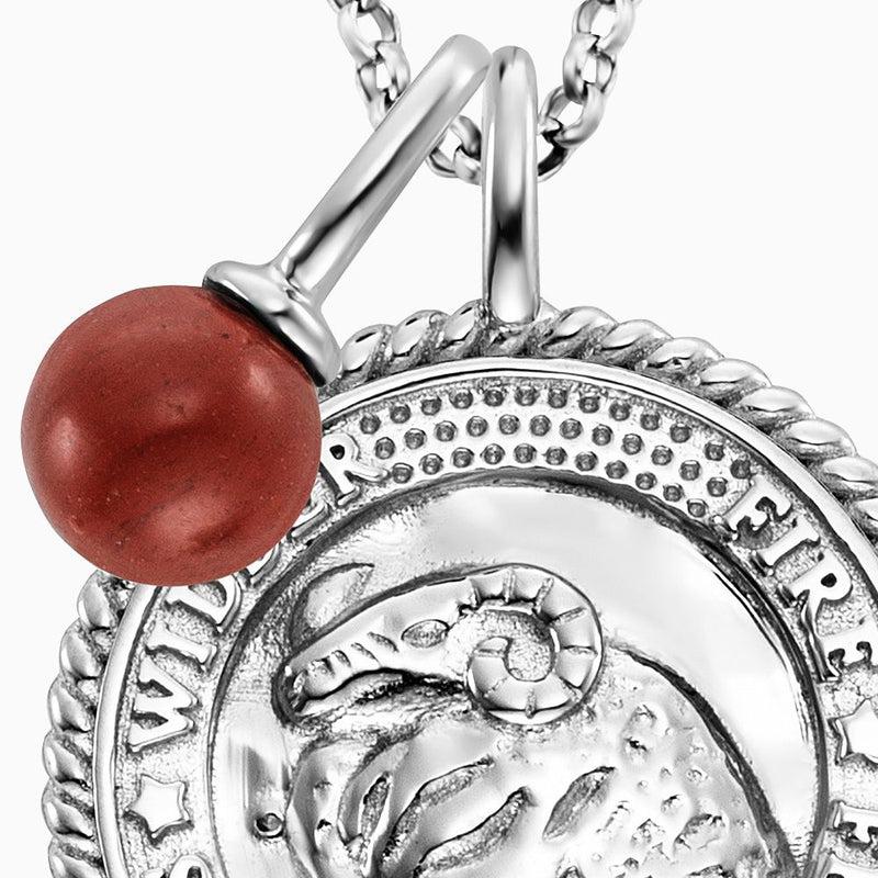 Engelsrufer Silver Aries Red Jasper Pearl With Zirconia Necklace