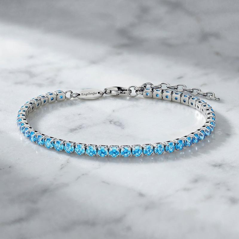 Engelsrufer Silver Shiny Tennis Bracelet with Blue Zirconia