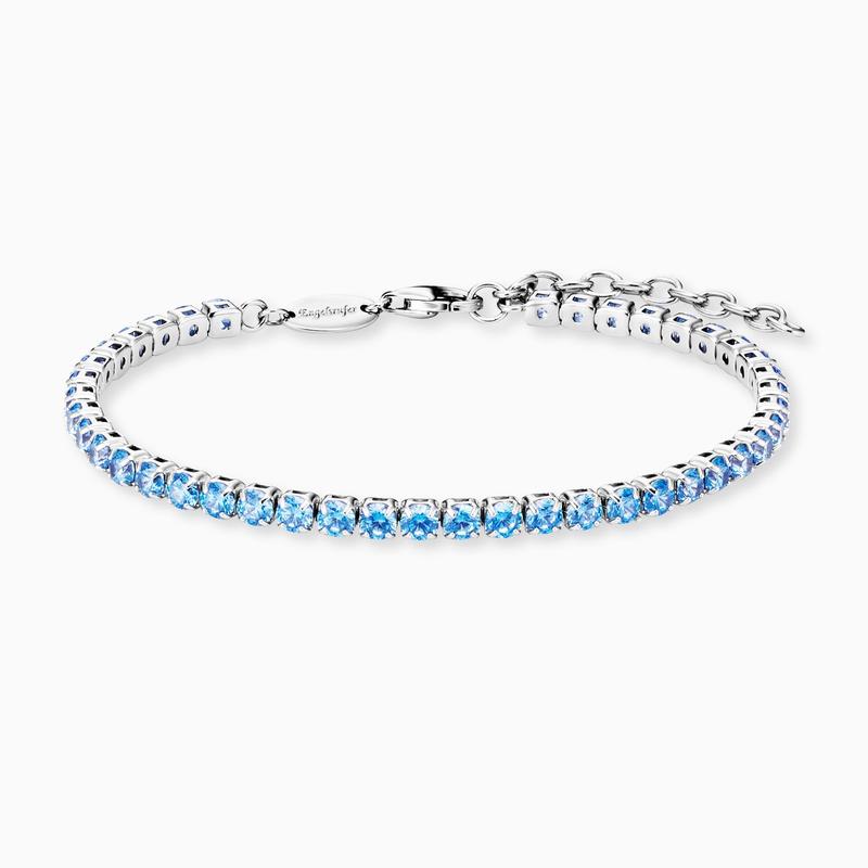 Engelsrufer Silver Shiny Tennis Bracelet with Blue Zirconia