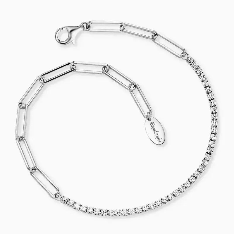 Engelsrufer Tennis Paperclip Bracelet Silver with Cubi Zirconia