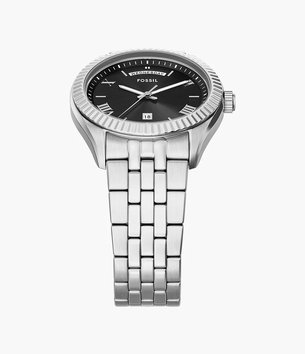 Fossil Campbell Three-Hand Day-Date Stainless Steel Men's Watch