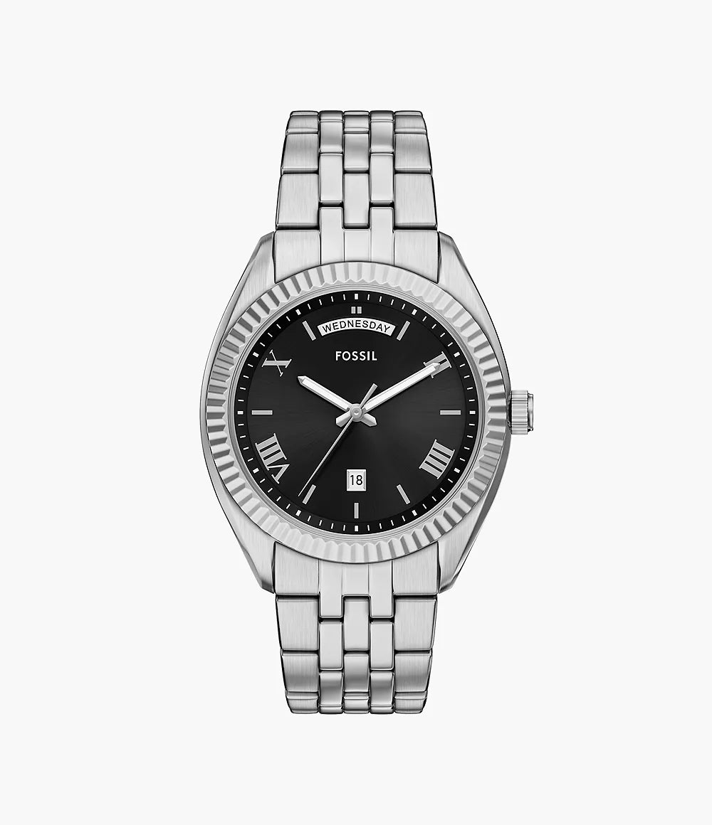 Fossil Campbell Three-Hand Day-Date Stainless Steel Men's Watch