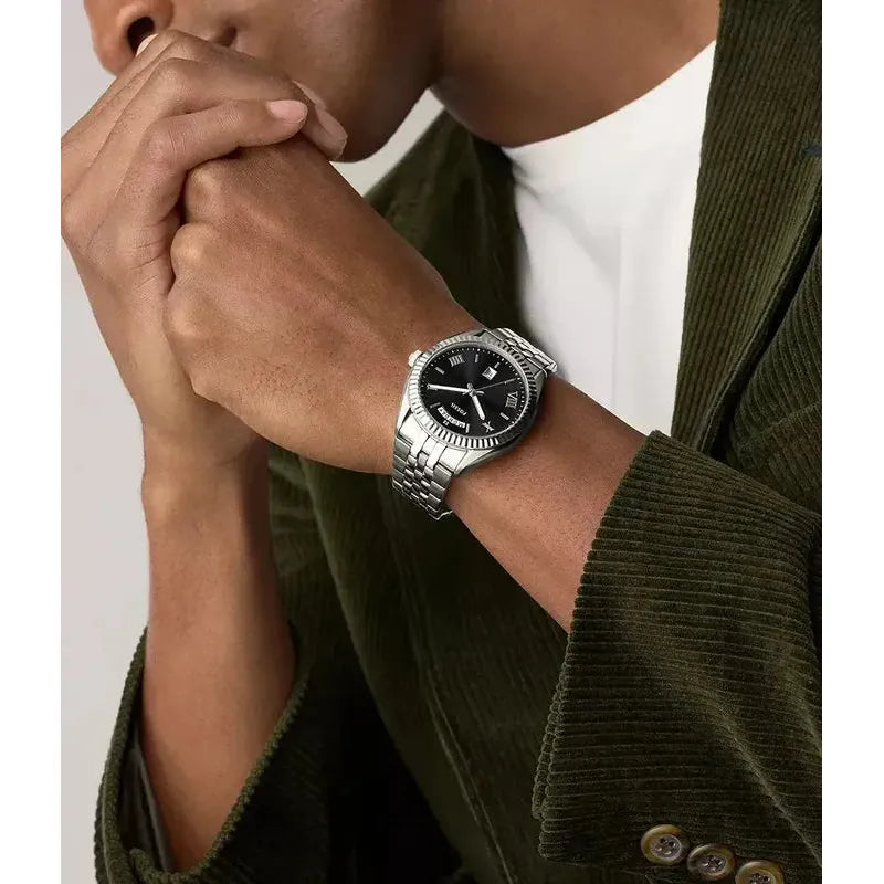 Fossil Campbell Three-Hand Day-Date Stainless Steel Men's Watch