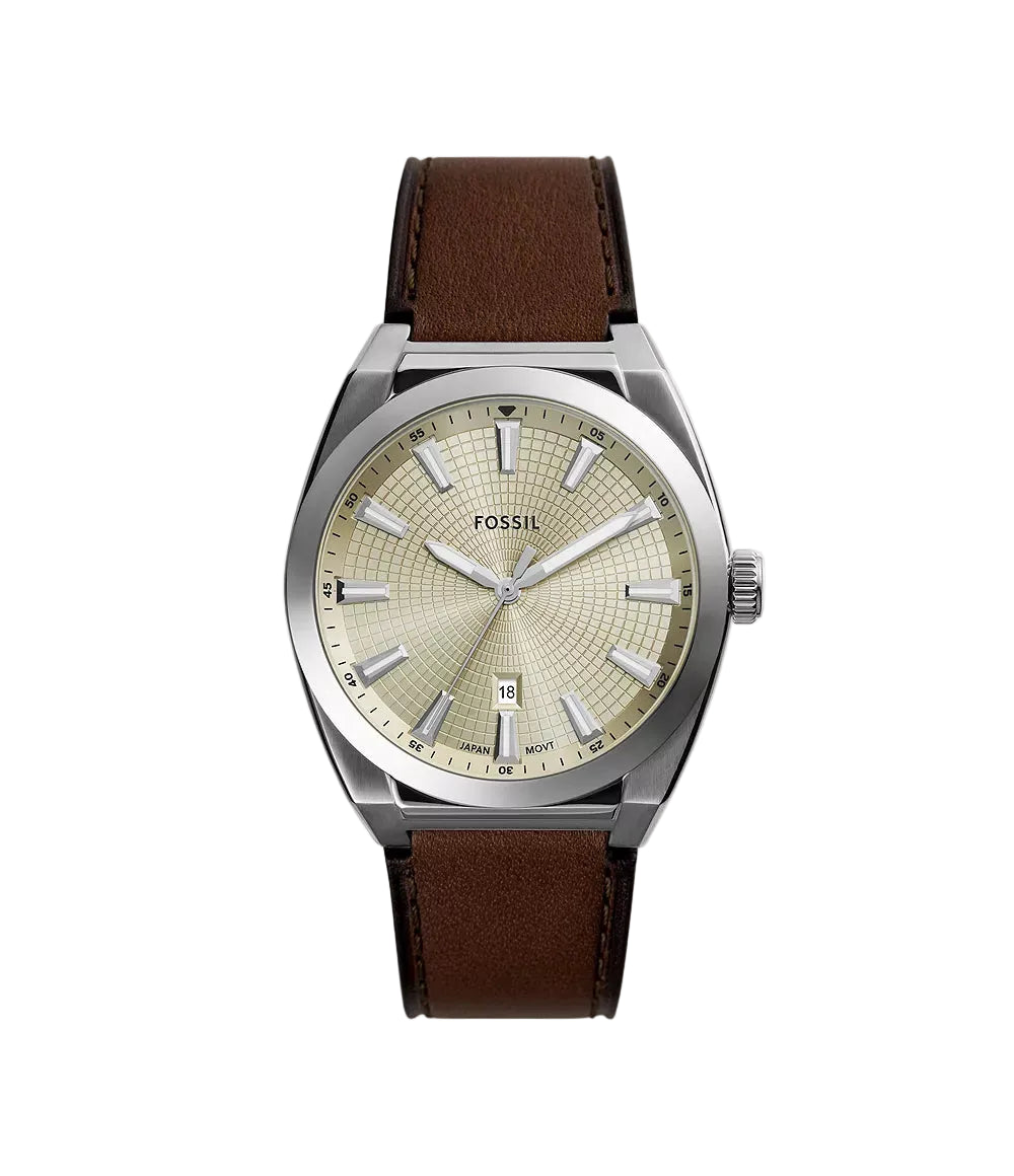 Fossil Everett Three-Hand Date Brown Leather Men's Watch