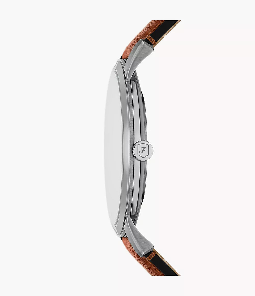 Fossil Minimalist Three-Hand Brown Leather Men's Watch