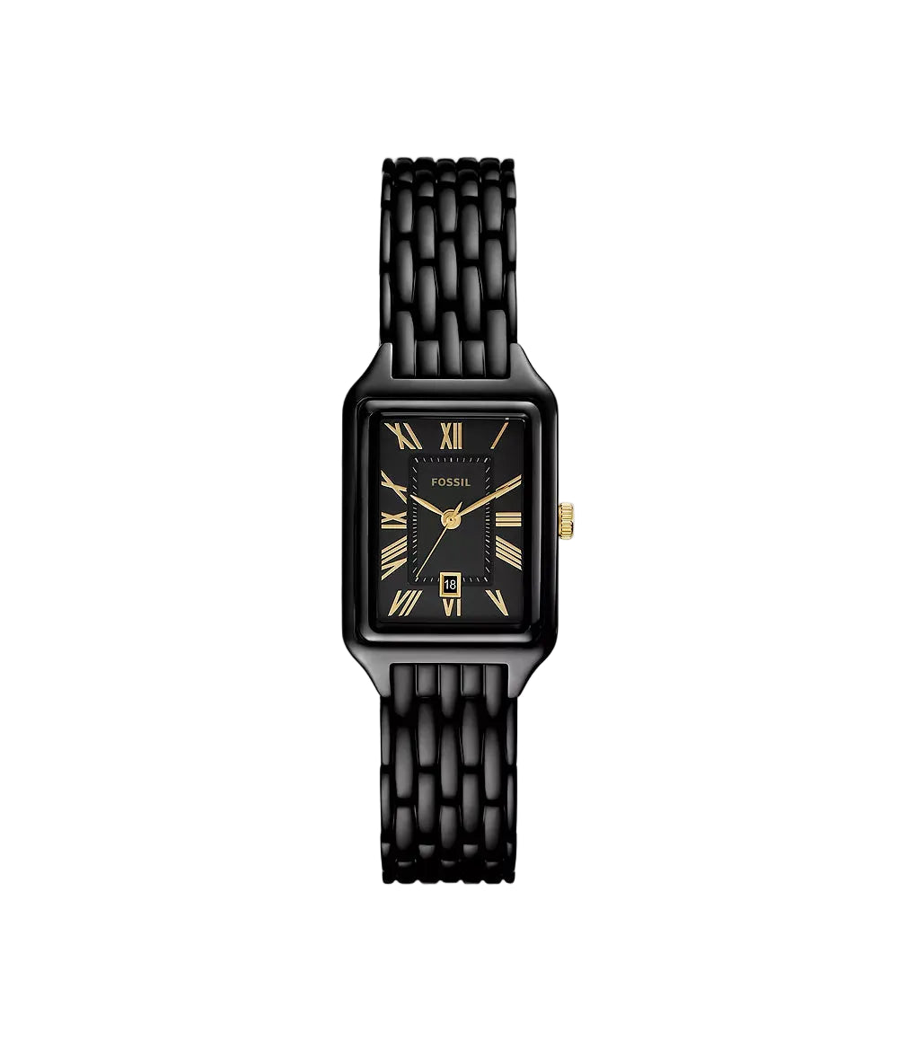 Fossil Raquel Three-Hand Date Black Stainless Steel Women's Watch