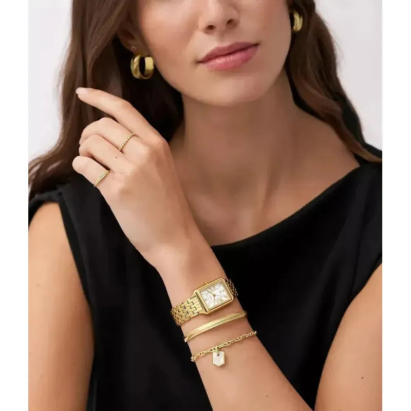 Fossil Raquel Three-Hand Date Gold-Tone Stainless Steel Watch Women's Watch