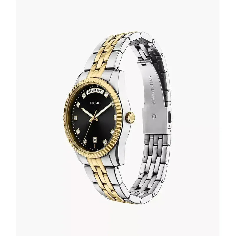 Fossil Scarlette Three-Hand Day-Date Two-Tone Stainless Steel Women's Watch
