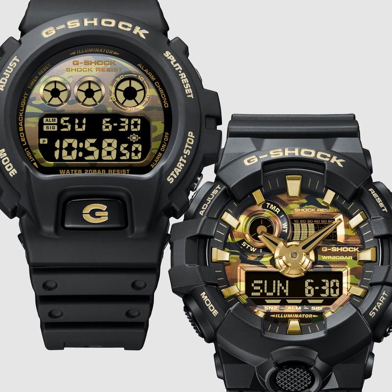 G-SHOCK Bold Camo Digital Watch DW-6900CF-1 Black Gold
