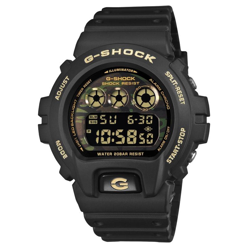 G-SHOCK Bold Camo Digital Watch DW-6900CF-1 Black Gold
