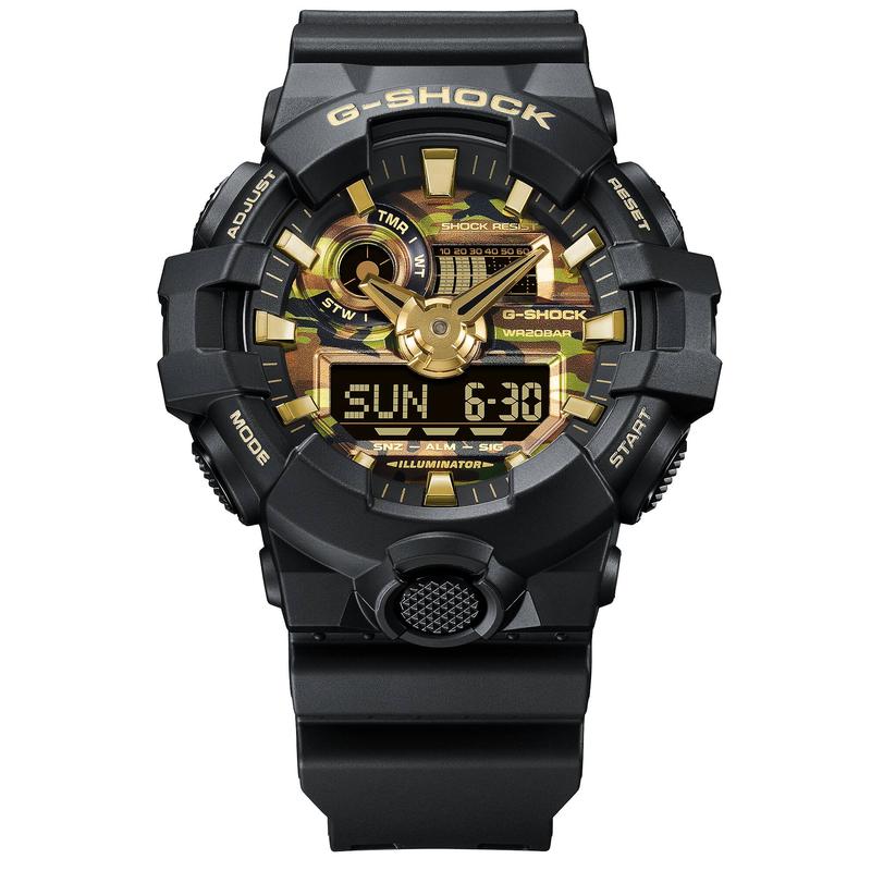 G-SHOCK Bold Camo Series GA-700CF-1A Analog-Digital Watch Black Gold