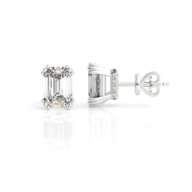 GEORGINI ELEGANT ESSENTIALS EMERALD CUT HIDDEN HALO STUD SILVER