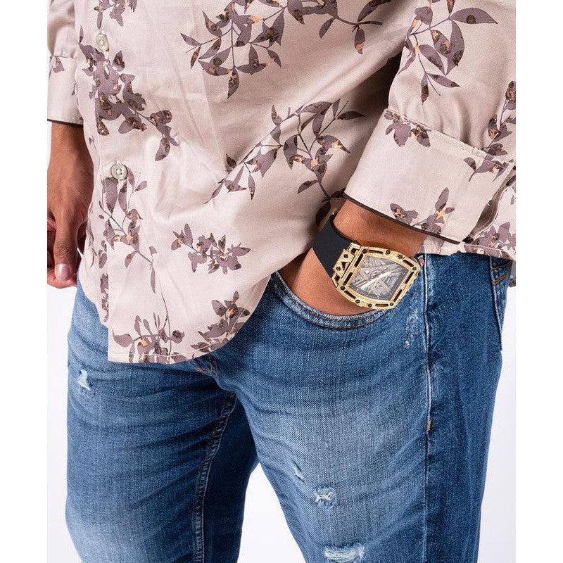 GUESS Mens Black Gold Tone Analog Watch GW0564G1