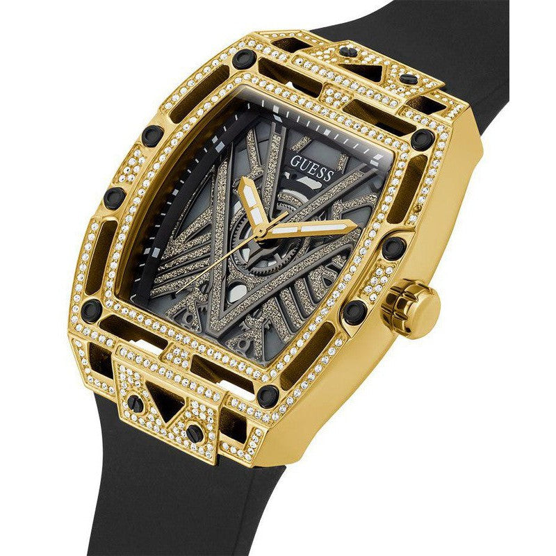 GUESS Mens Black Gold Tone Analog Watch GW0564G1