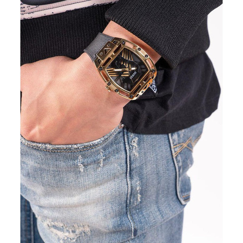 GUESS Mens Black Gold Tone Multi-function Watch GW0500G1