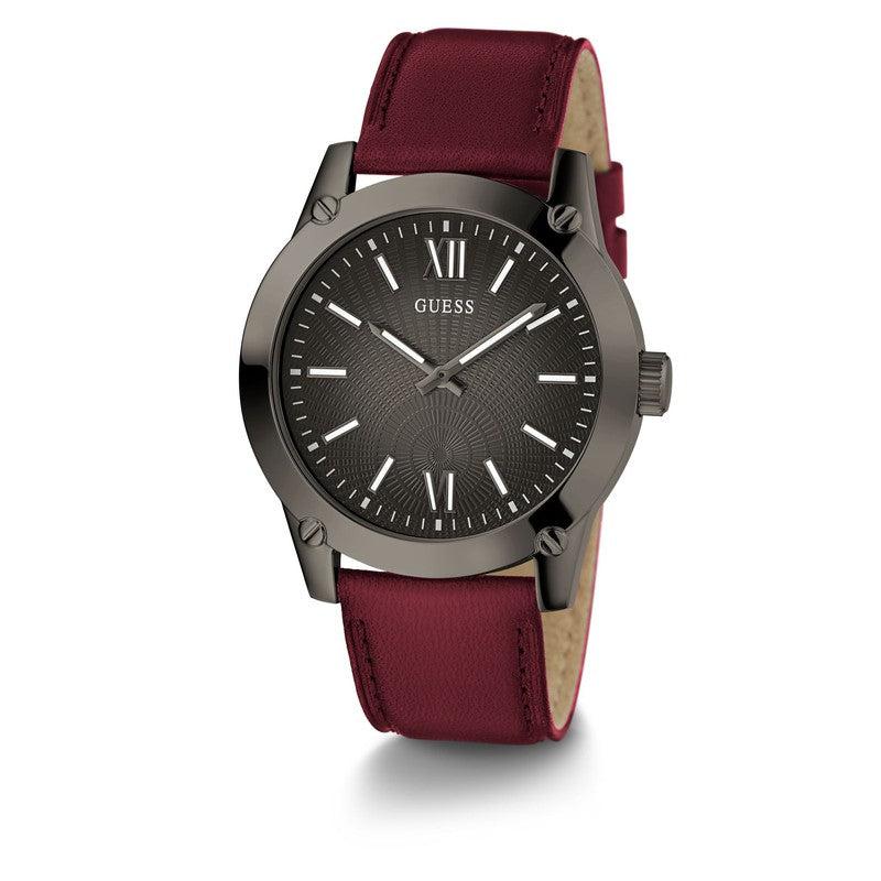 GUESS Mens Burgundy Gunmetal Analog Watch GW0628G4