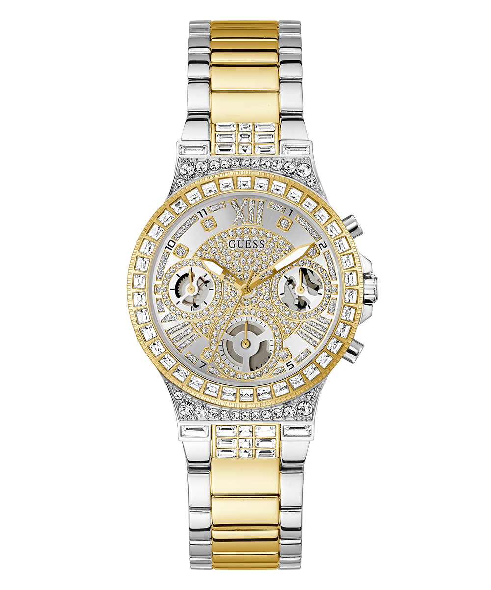 GUESS Ladies Two-Tone Multifunction Crystal-Accented Stainless Steel Watch