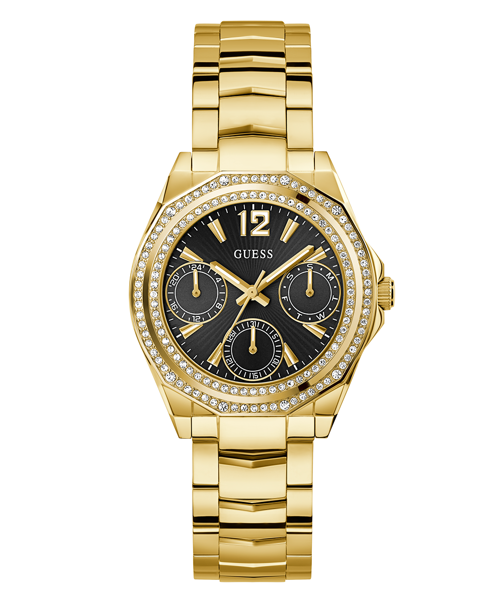 GUESS Gold Tone Women's Multi-Function Quartz Watch with Diamond Accents