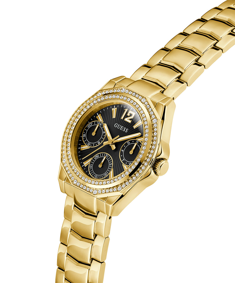 GUESS Gold Tone Women's Multi-Function Quartz Watch with Diamond Accents
