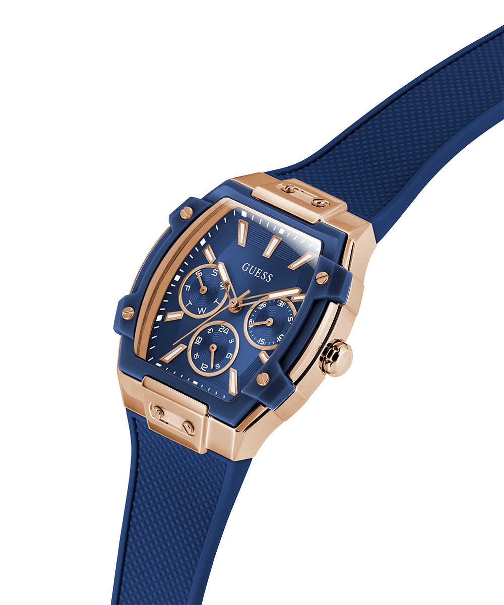 GUESS Ladies Blue Rose Gold Multi-Function Fashion Watch