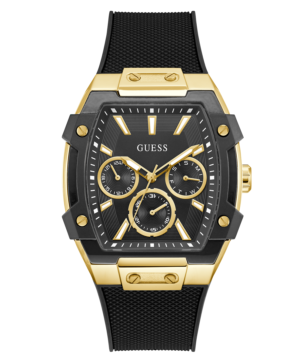 GUESS Men's Black Gold Tone Multi-Function Stainless Steel Watch