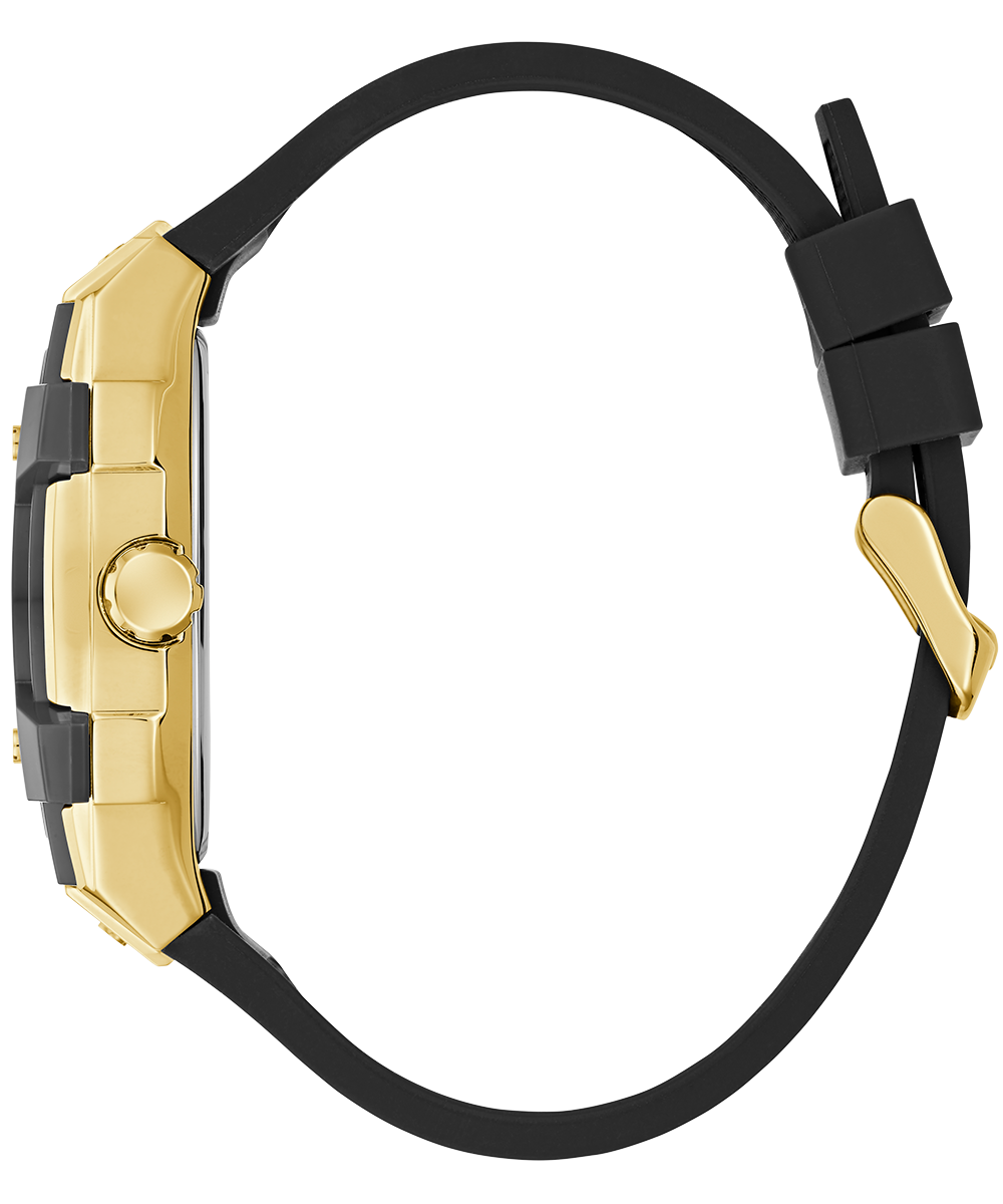 GUESS Men's Black Gold Tone Multi-Function Stainless Steel Watch