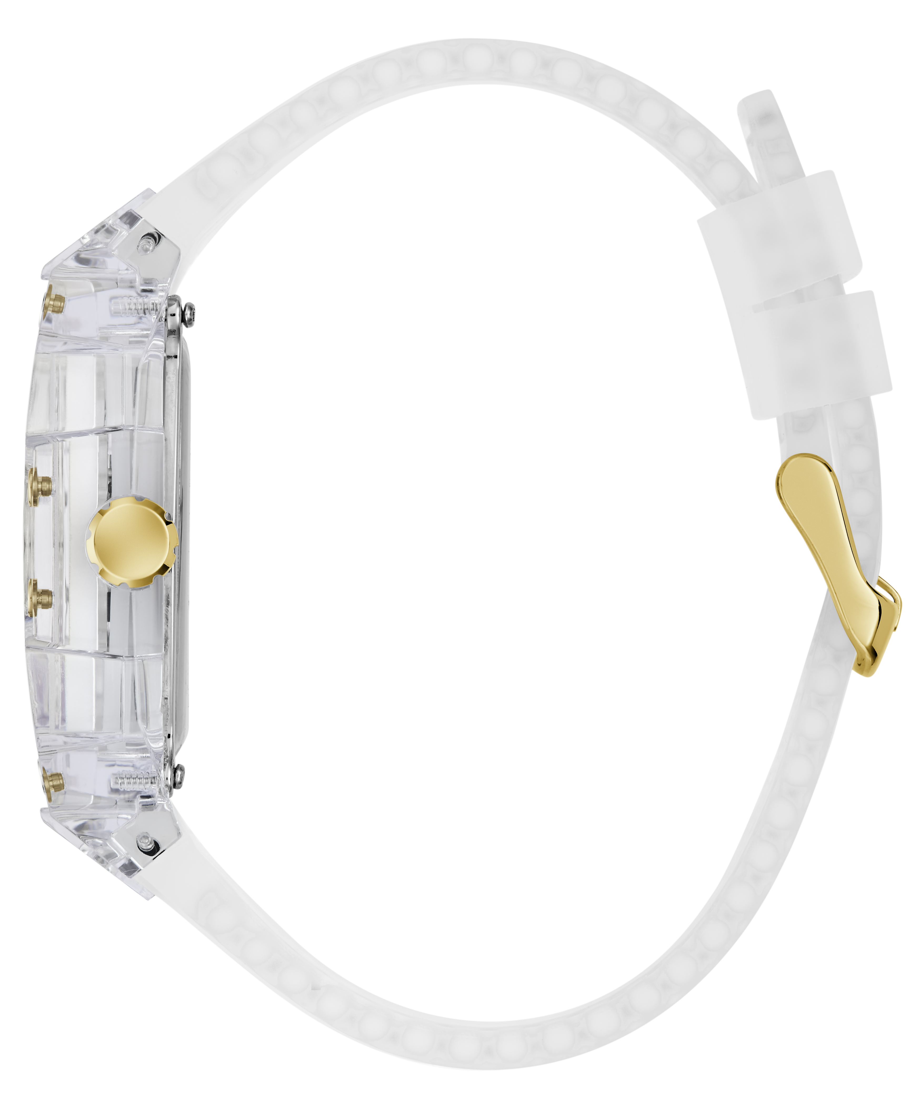 GUESS Men's Clear Analog Watch with Silicone Strap 42mm