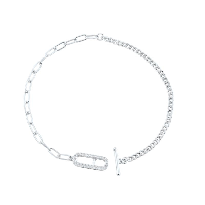 Georgini Alchemy Paperclip Curb Fob Bracelet Silver
