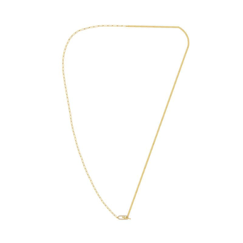 Georgini Alchemy Paperclip Curb Fob Necklace Gold 18ct Plated