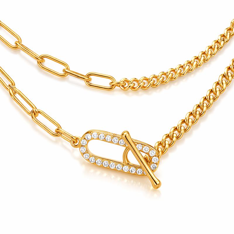 Georgini Alchemy Paperclip Curb Fob Necklace Gold 18ct Plated