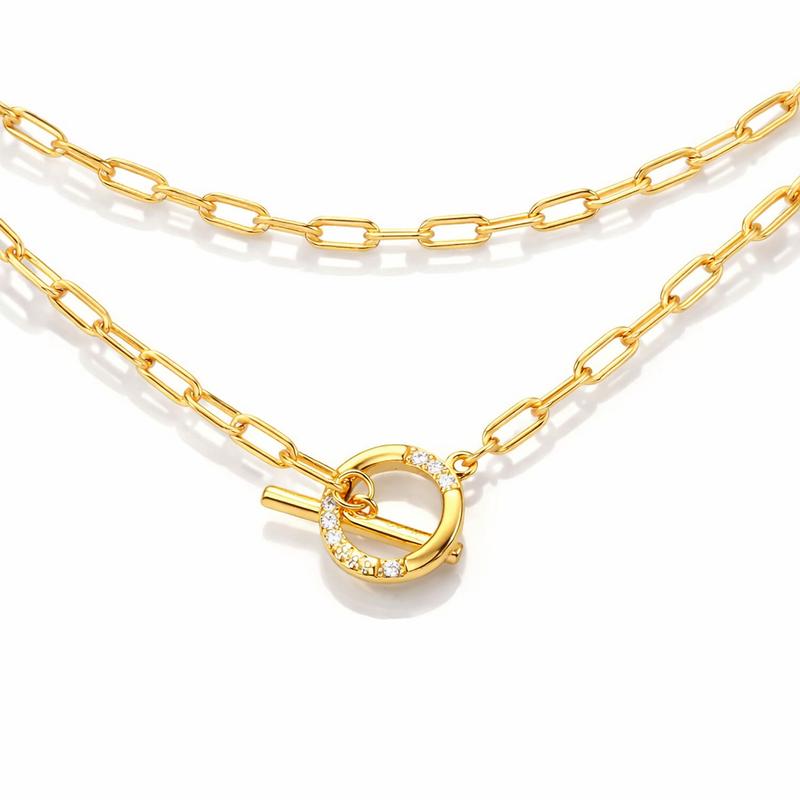 Georgini Alchemy Paperclip Fob Necklace 18ct Gold Plated
