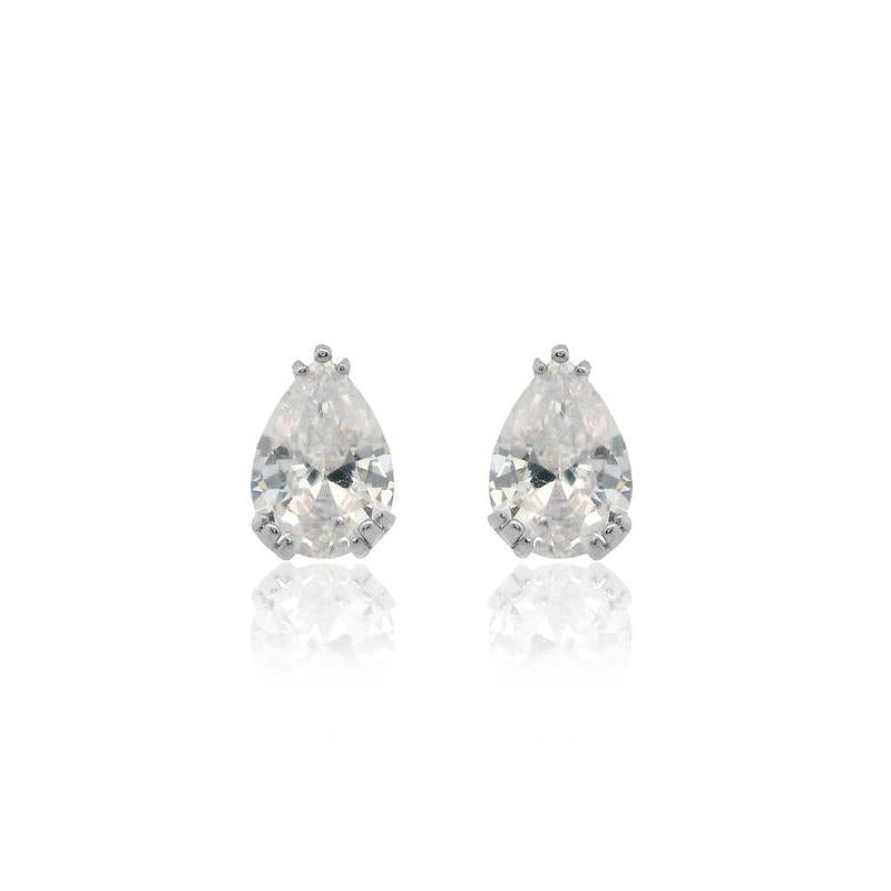 Georgini Elegant Pear-Cut Hidden Halo Silver Stud Earrings