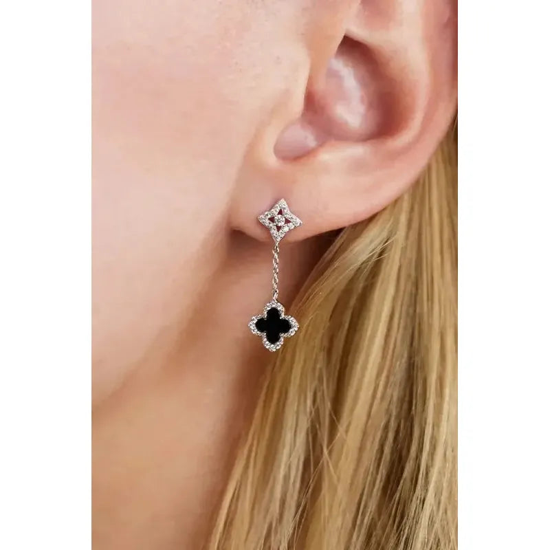 Georgini Midnight Velvet Black Agate Fairwater Drop Earrings - Silver