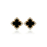Georgini Midnight Velvet Black Agate Fairwater Stud Earrings - Gold