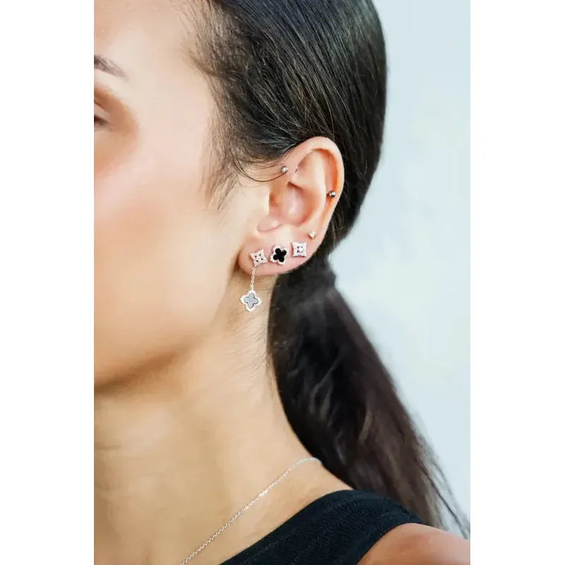 Georgini Midnight Velvet Black Agate Fairwater Stud Earrings - Silver