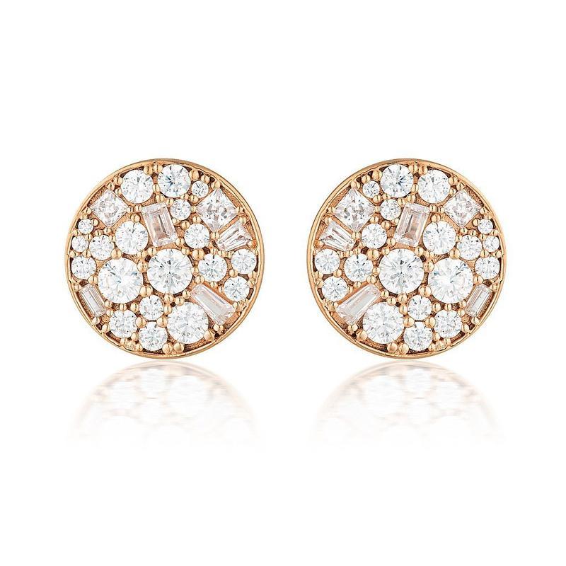 Georgini Mosaic Disc Rose Gold Stud Earrings