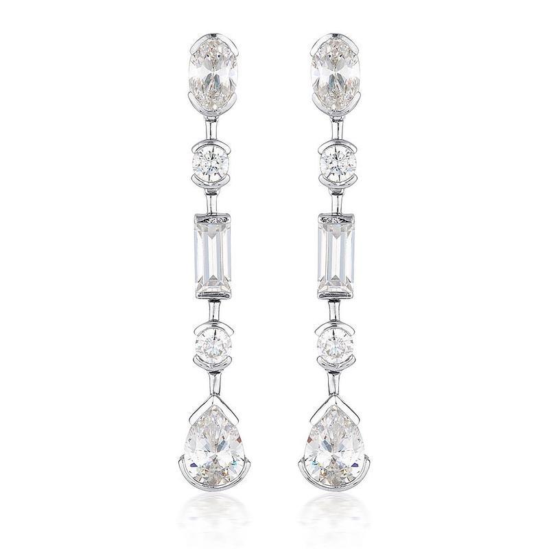 Georgini Mosaic Long Drop Silver Earrings