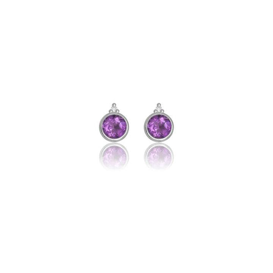 Georgini Natural Amethyst and Two Natural Diamond February Earrings - Silver