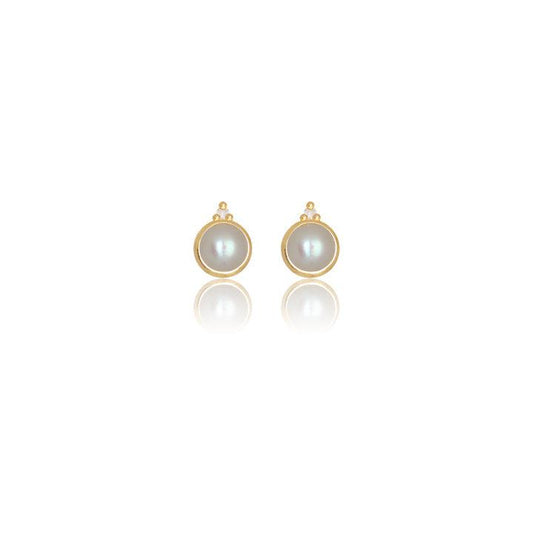 Georgini Natural Freshwater Pearl and Two Natural Diamond June Earrings - Gold