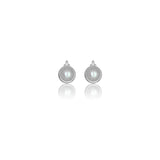Georgini Natural Freshwater Pearl and Two Natural Diamond June Earrings - Silver