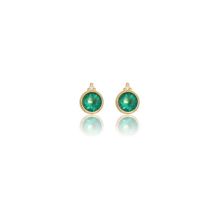 Georgini Natural Green Agate and Two Natural Diamond May Earrings - Gold