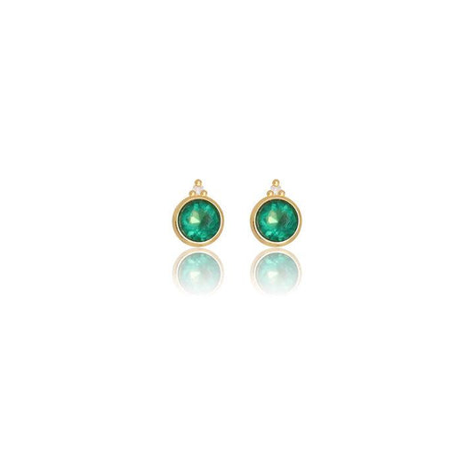 Georgini Natural Green Agate and Two Natural Diamond May Earrings - Gold