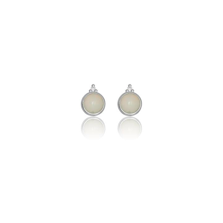 Georgini Natural Opal and Two Natural Diamond October Earrings - Silver