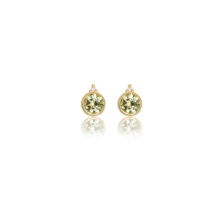 Georgini Natural Peridot and Two Natural Diamond August Earrings - Gold