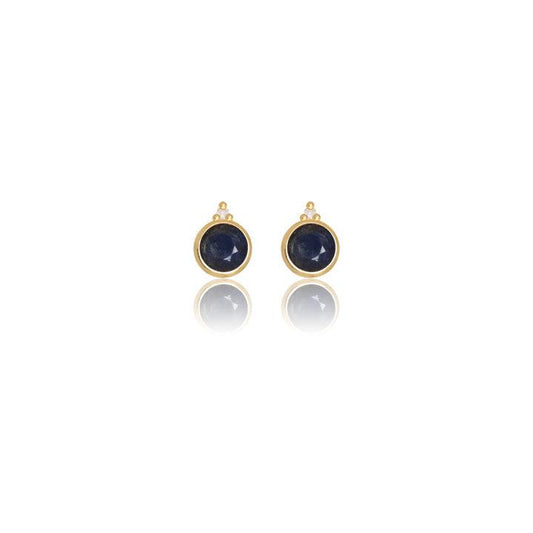 Georgini Natural Sapphire and Two Natural Diamond September Earrings - Gold